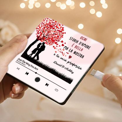 Personalised Music Refrigerator Magnet - Customized with 2 Names & 1 Song, "Every Love Story Is Beautiful" Heart Tree Design, Valentine’s Day Gift for Couple | Jessemade