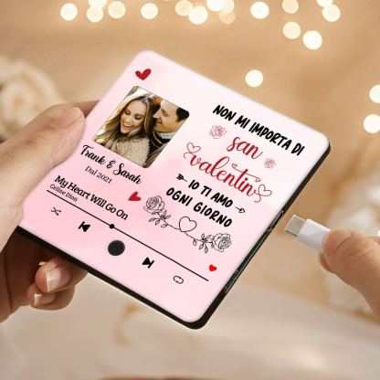 Personalised Music Refrigerator Magnet - Customized with 2 Names, 1 Photo, 1 Date & 1 Song, Pink Heart & Rose Design, “I Love You Every Day”, Valentine’s Day Gift for Couple | Jessemade