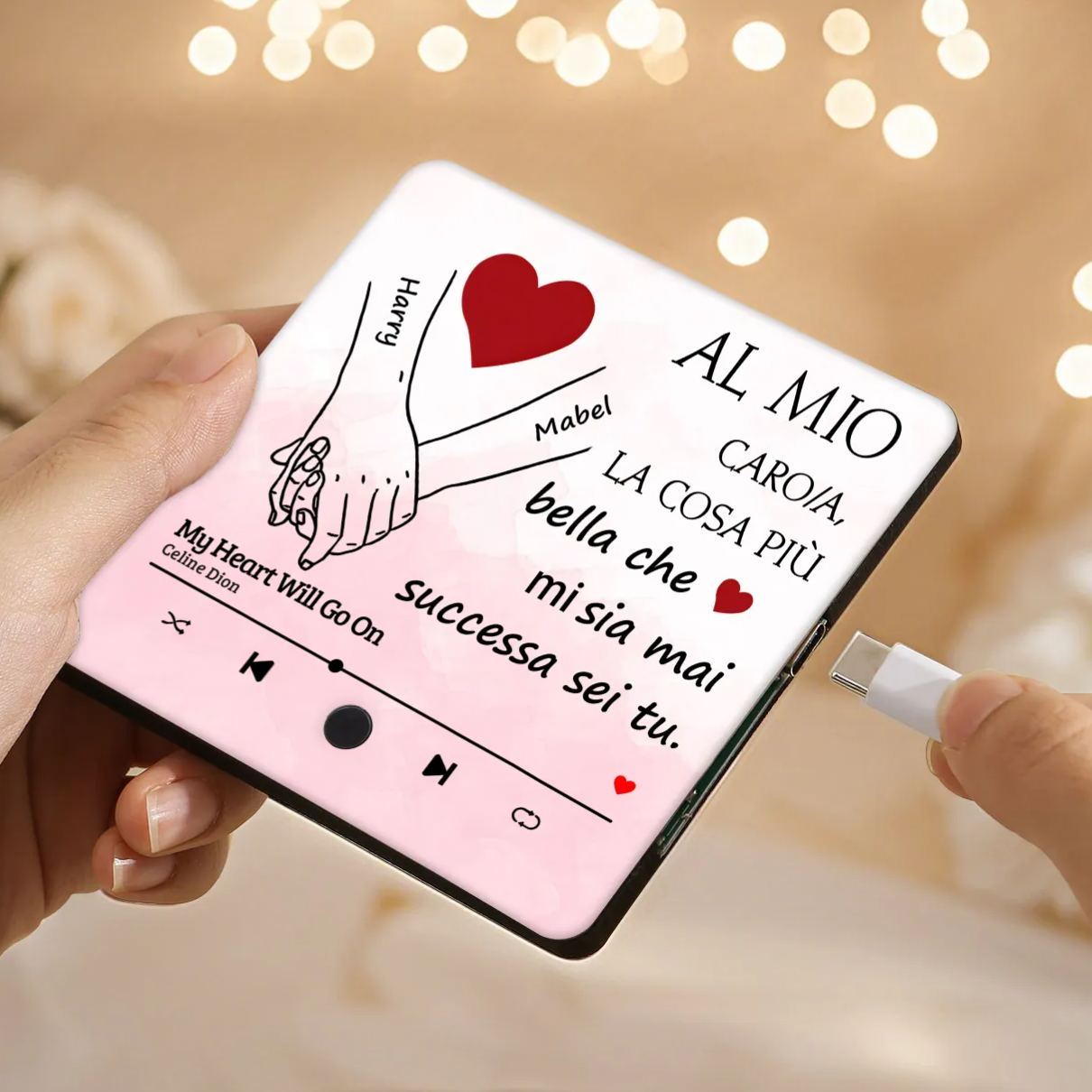 Personalised Music Refrigerator Magnet - Customized with 2 Names & 1 Song, "To My Love, The Most Beautiful Thing That Happened to Me Is You" Design, Valentine’s Day Gift for Couple | Jessemade