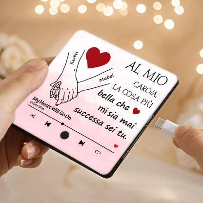 Personalised Music Refrigerator Magnet - Customized with 2 Names & 1 Song, "To My Love, The Most Beautiful Thing That Happened to Me Is You" Design, Valentine’s Day Gift for Couple | Jessemade