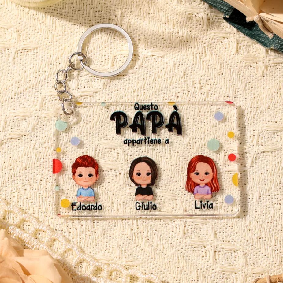 Portachiavi/Pendente in Acrilico Personalizzato – Incisione con 1-8 Nomi di Bambini – Regalo Perfetto per Papà | Jessemade
