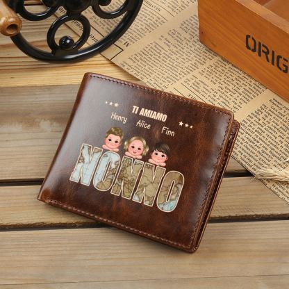 Portafoglio personalizzato in vera pelle, stile vintage, regalo per papà/nonno
