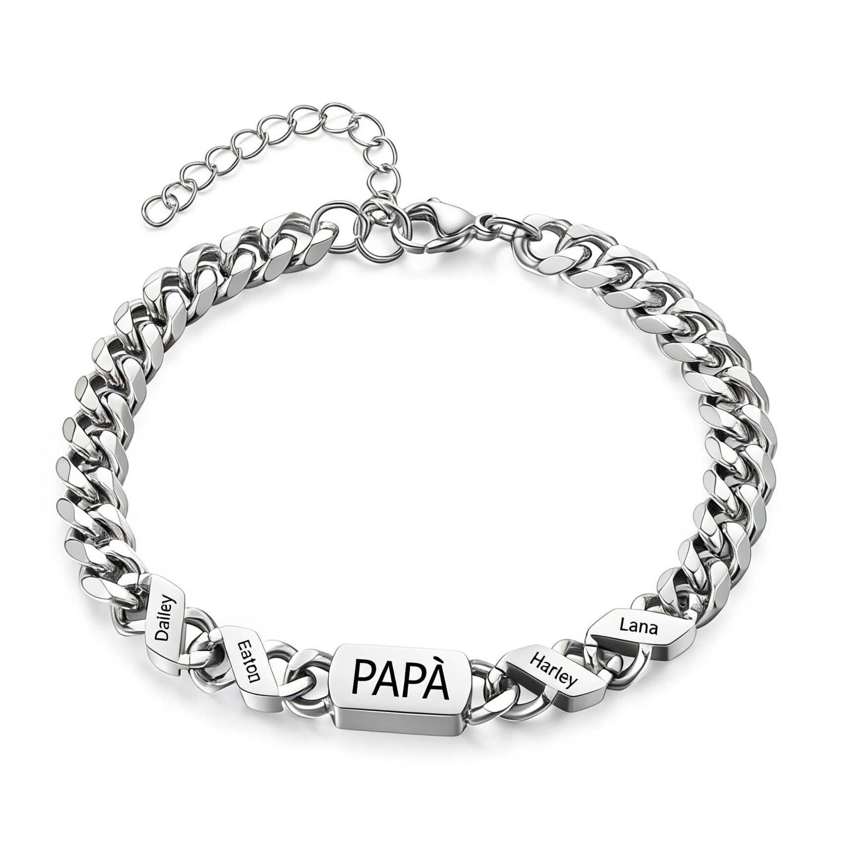Bracciale da uomo personalizzato in stile maglia cubana per papà