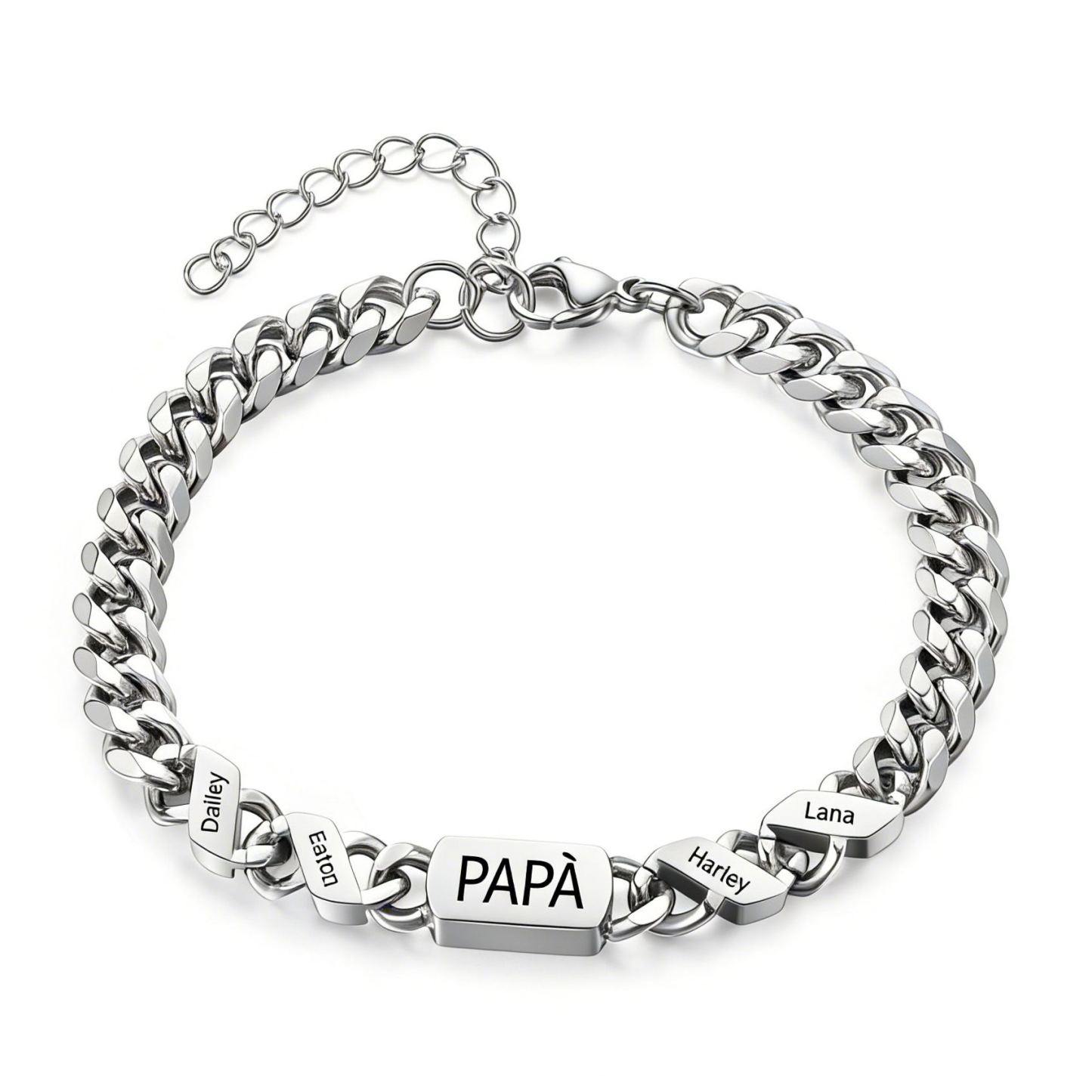 Bracciale da uomo personalizzato in stile maglia cubana per papà