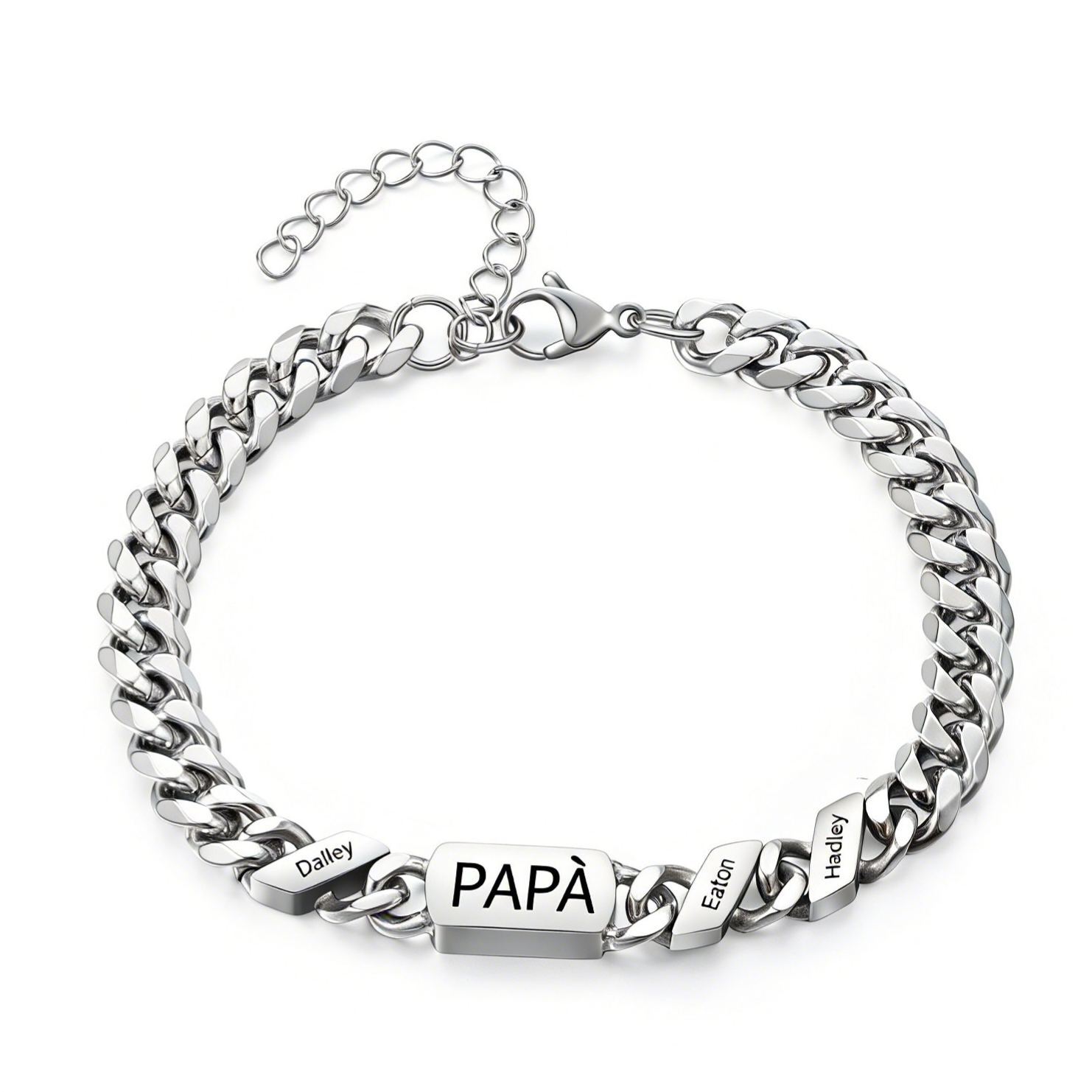 Bracciale da uomo personalizzato in stile maglia cubana per papà