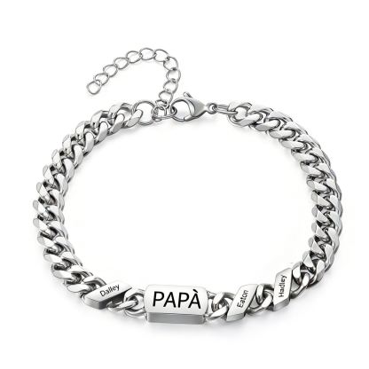 Bracciale da uomo personalizzato in stile maglia cubana per papà