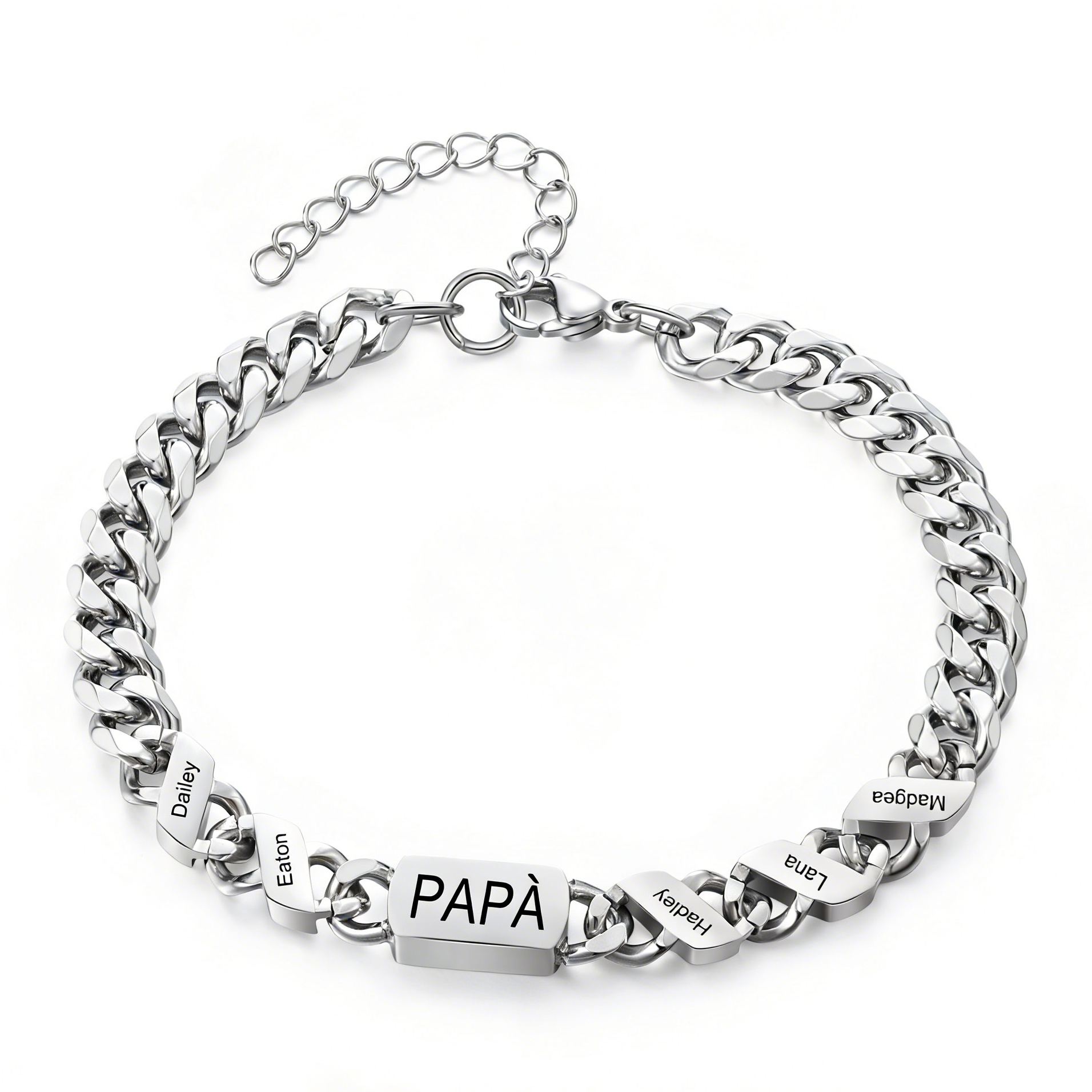 Bracciale da uomo personalizzato in stile maglia cubana per papà