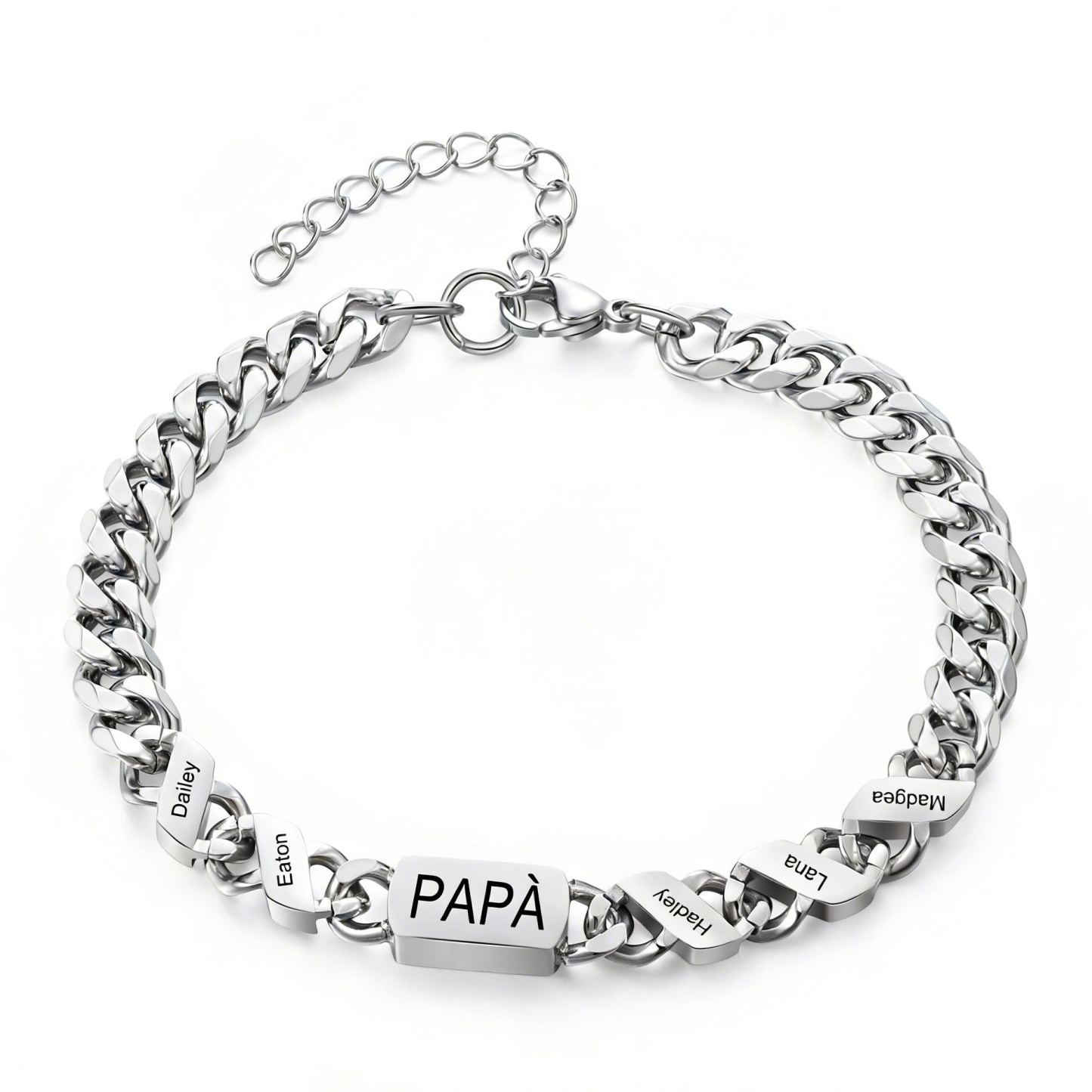 Bracciale da uomo personalizzato in stile maglia cubana per papà
