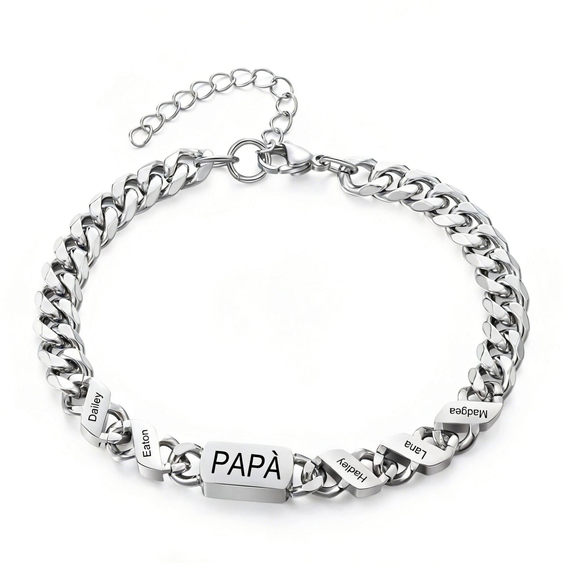 Bracciale da uomo personalizzato in stile maglia cubana per papà