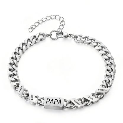 Bracciale da uomo personalizzato in stile maglia cubana per papà