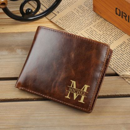 Portafoglio bifold da uomo in vera pelle personalizzato