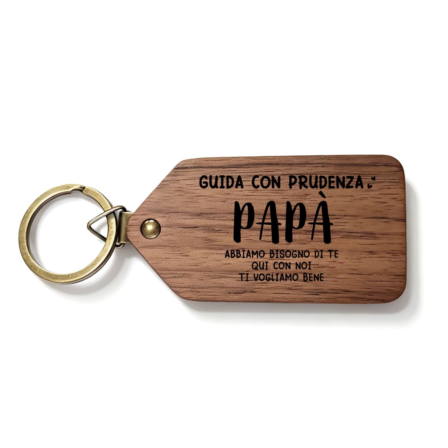Portachiavi con Foto Personalizzata in Legno « Guida con Prudenza, Papà »