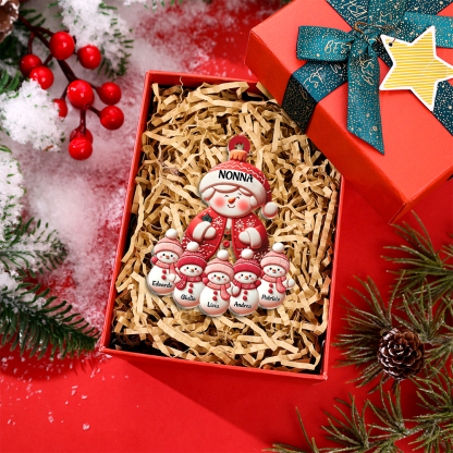 Pupazzo di neve-Portachiavi/Pendente acrilico con nomi personalizzati regalo per nonna