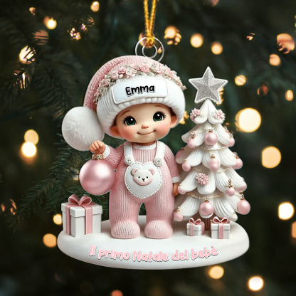 Addobbo di Natale personalizzabile con nome per il Primo Natale del bebè