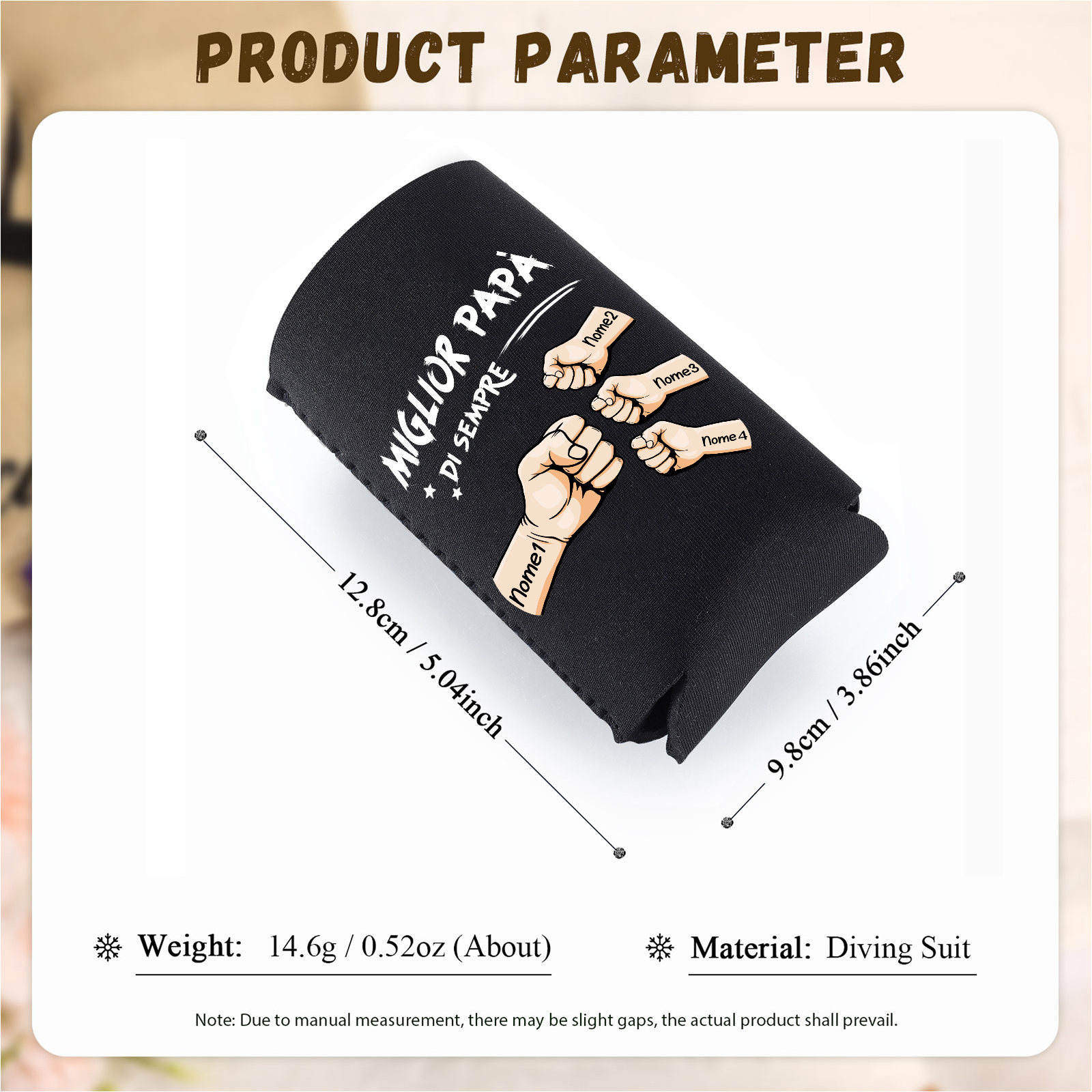 Koozie con pugno a saluto “Miglior Papà di Sempre” personalizzato