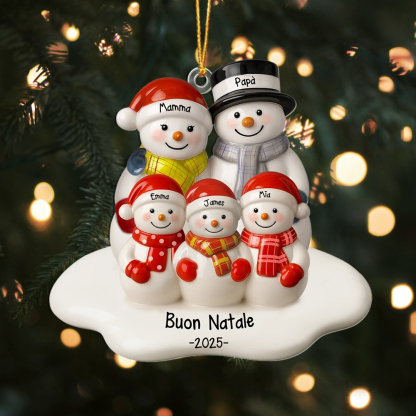 Decorazione di Natale personalizzata Famiglia di pupazzi di neve da 2 a 12 nomi 1 testo 1 anno Regalo per l'albero di Natale per genitori, bambini e nonni | Jessemade