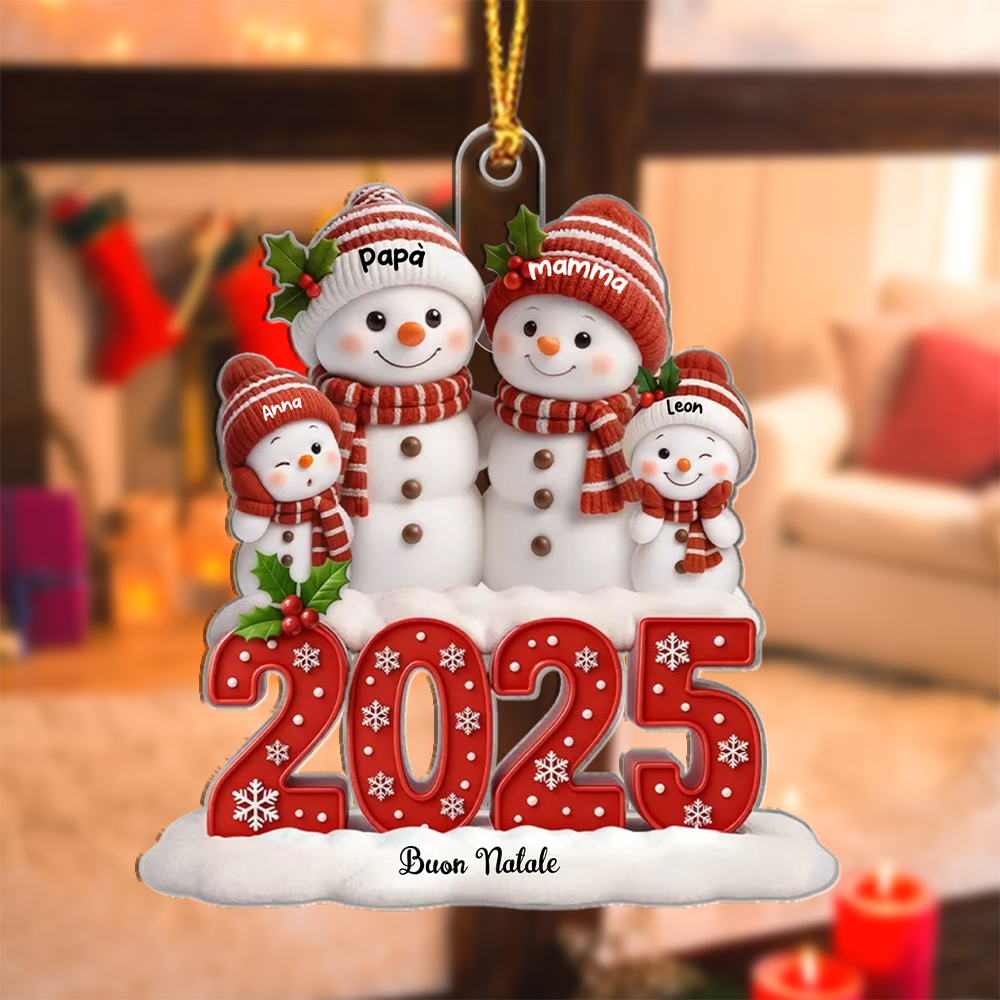Decorazione per albero di Natale personalizzata Famiglia di pupazzi di neve 2025