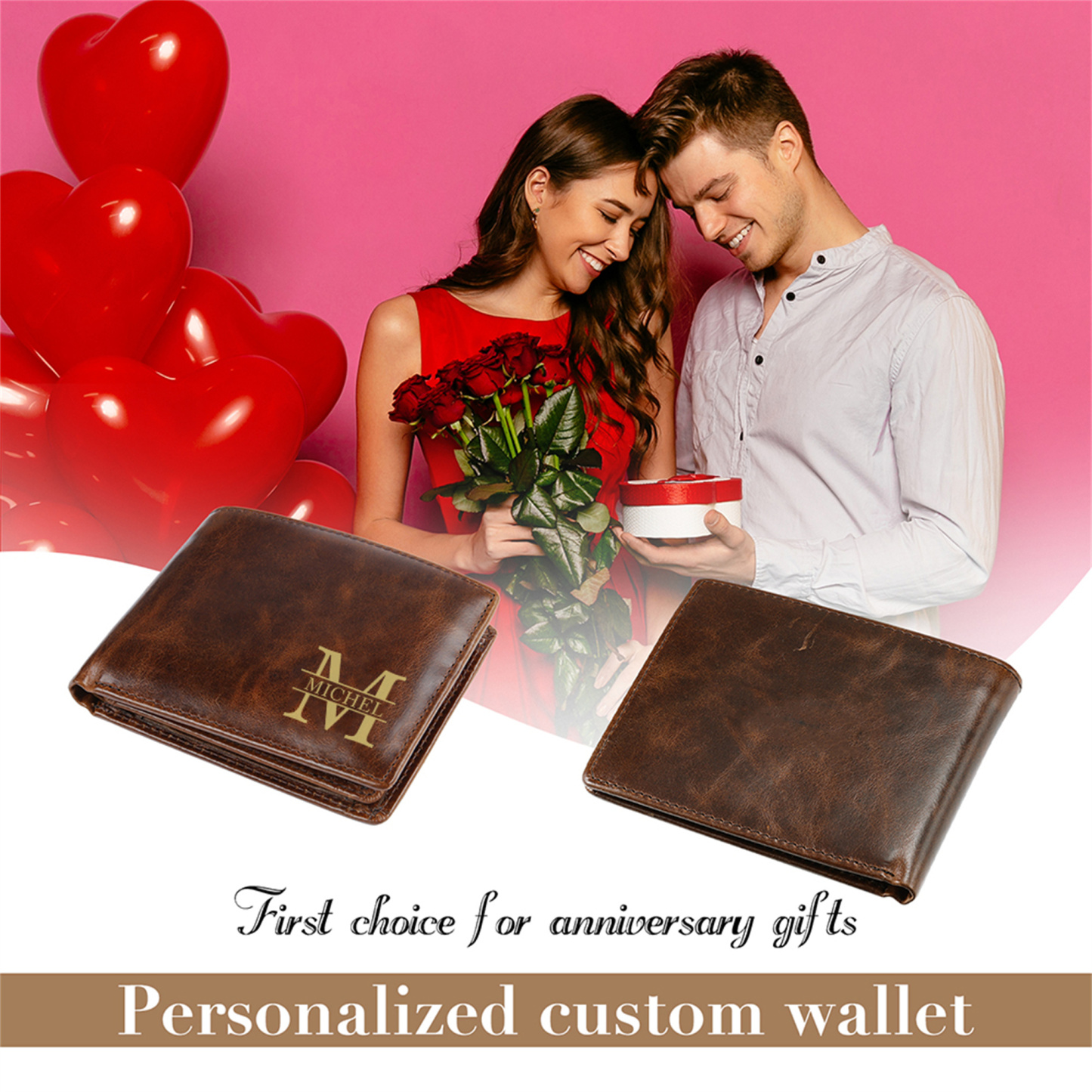 Portafoglio bifold da uomo in vera pelle personalizzato