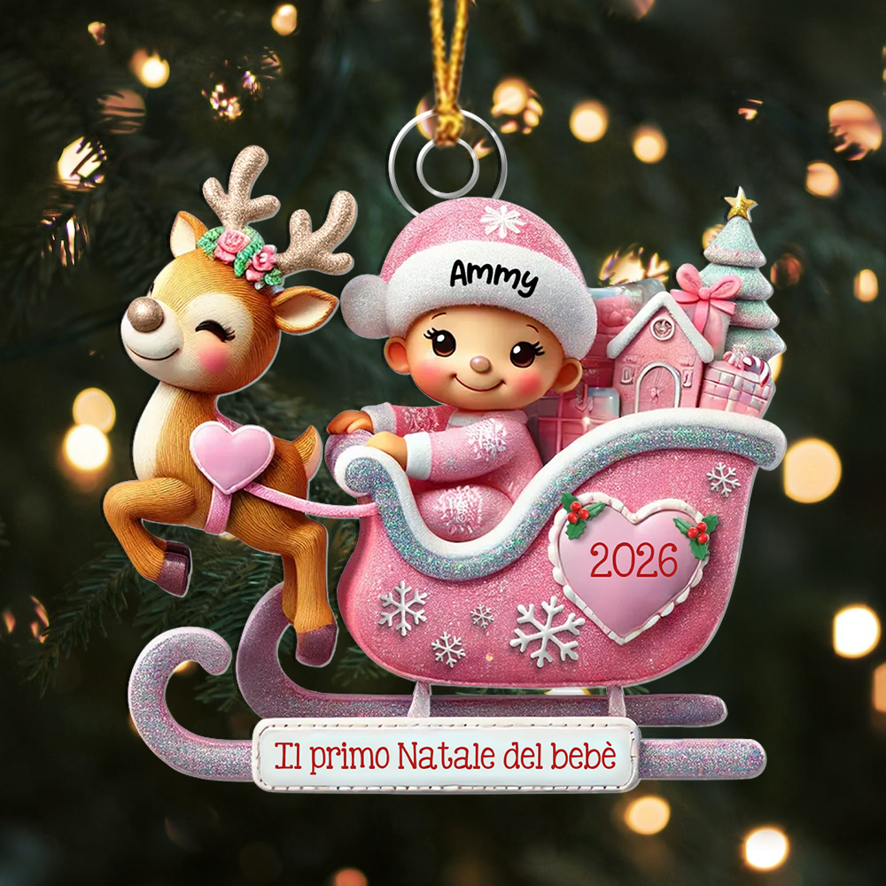Addobbo Decorazione personalizzata del primo Natale del bebè 2025, nome e anno personalizzati, regalo per l’albero di Natale, ricordo per neonato e genitori orgogliosi | Jessemade
