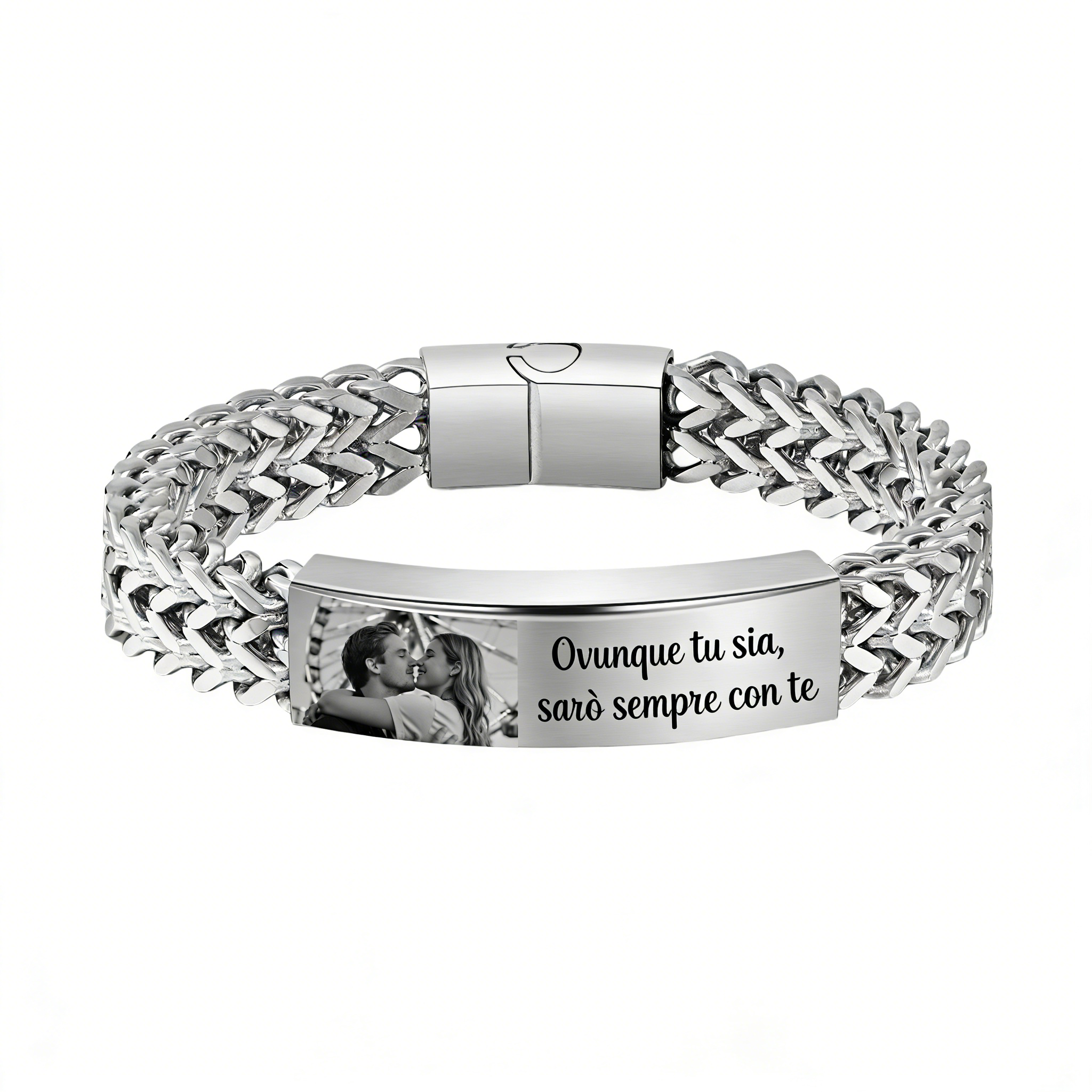 Bracciale da uomo personalizzato con foto e testo a scelta – regalo per partner o amico