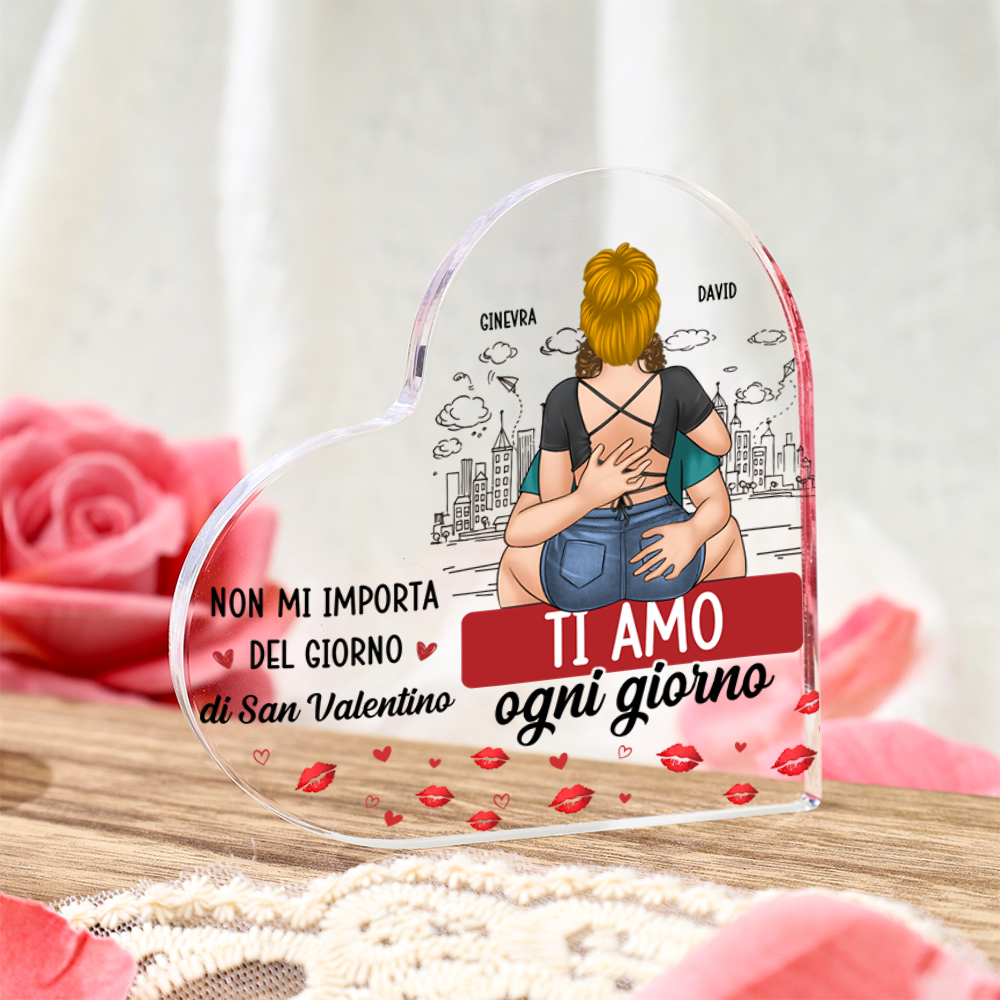 Targa in acrilico a forma di cuore personalizzata Ti amo ogni giorno Regalo di San Valentino per coppia
