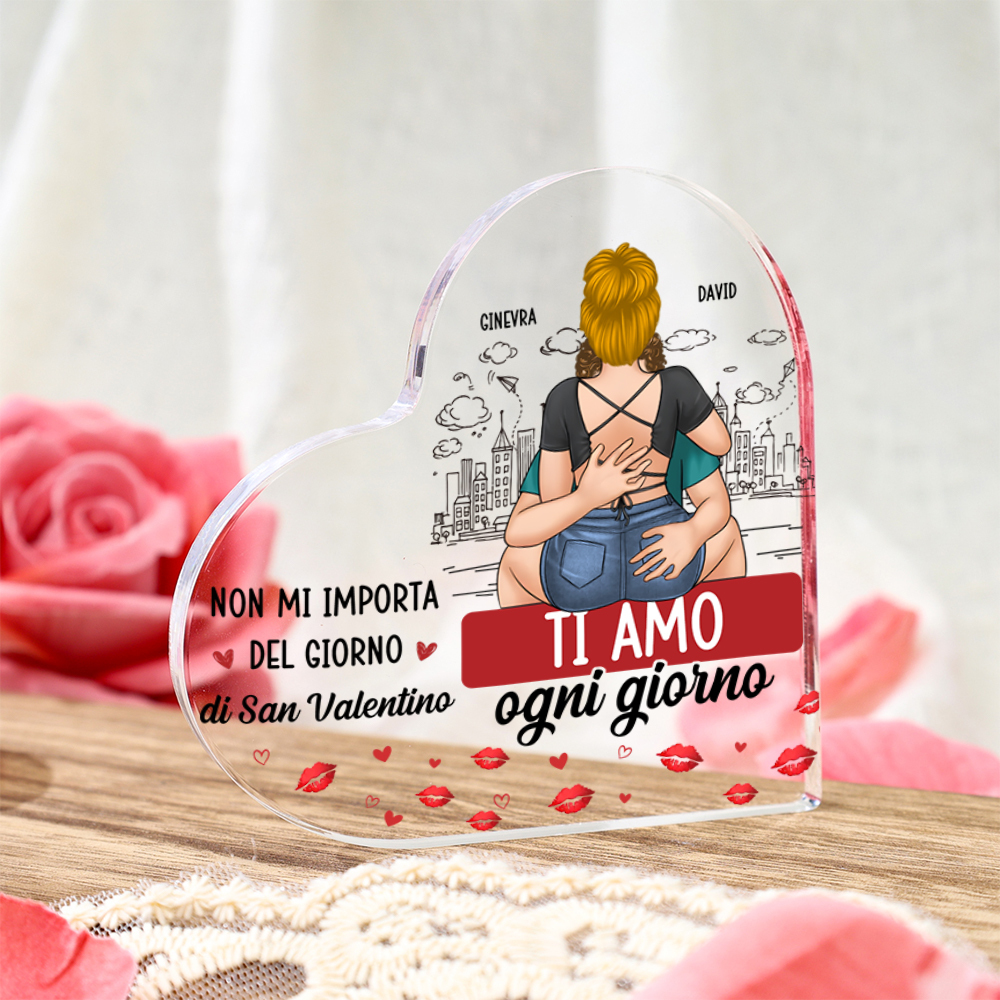 Targa in acrilico a forma di cuore personalizzata Ti amo ogni giorno Regalo di San Valentino per coppia