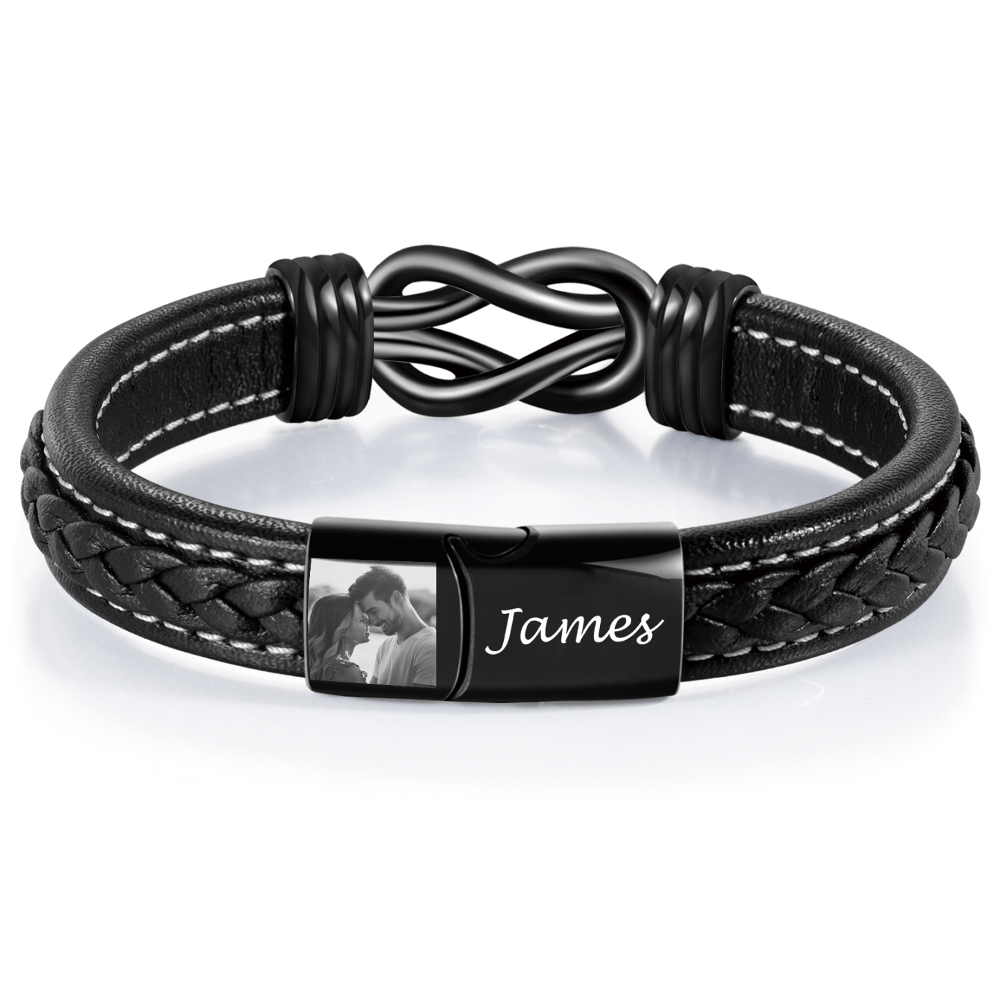 Bracciale in pelle personalizzato con nome e foto | Regalo di compleanno per lui | Jessemade