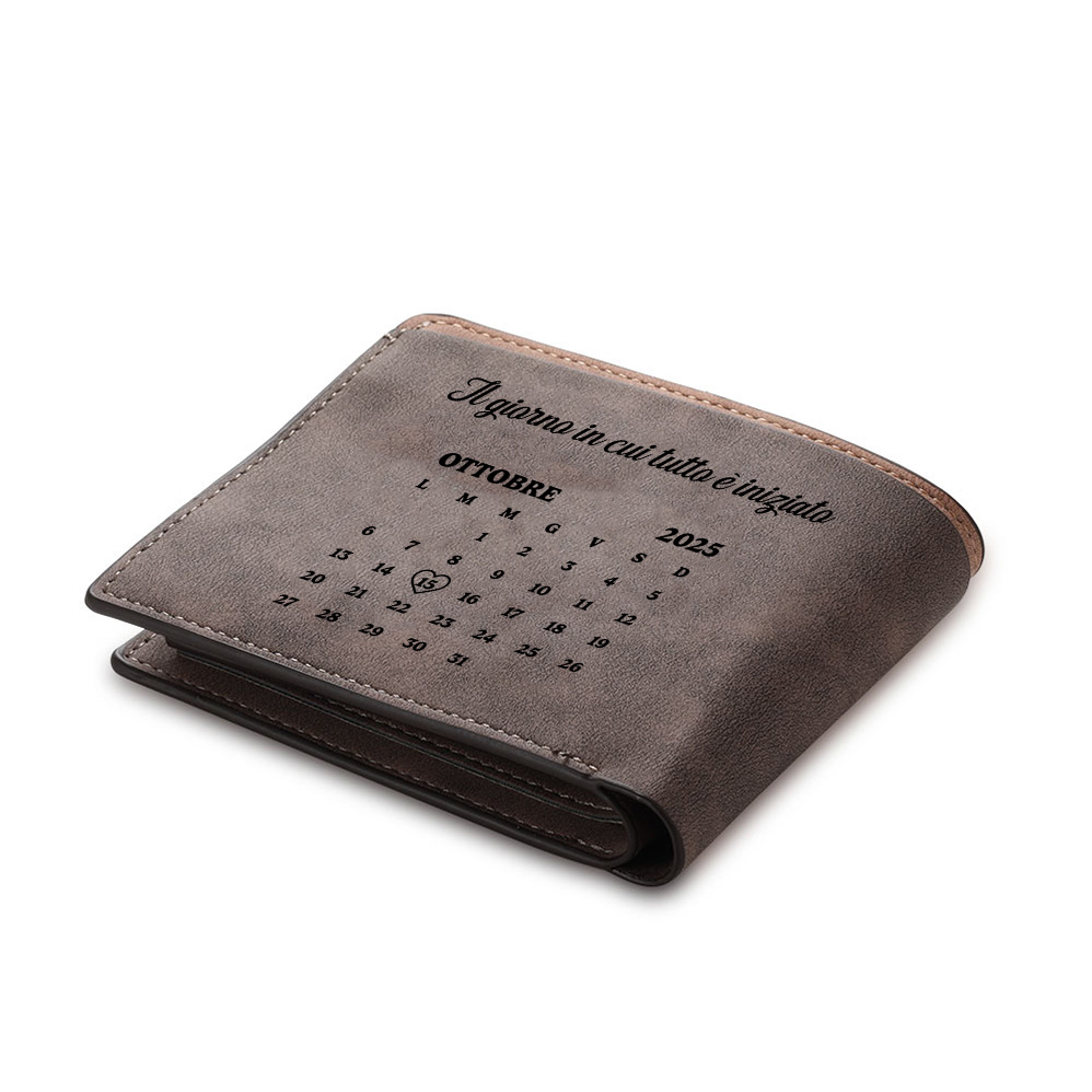 Portafoglio in pelle PU personalizzato con nome e calendario per uomo