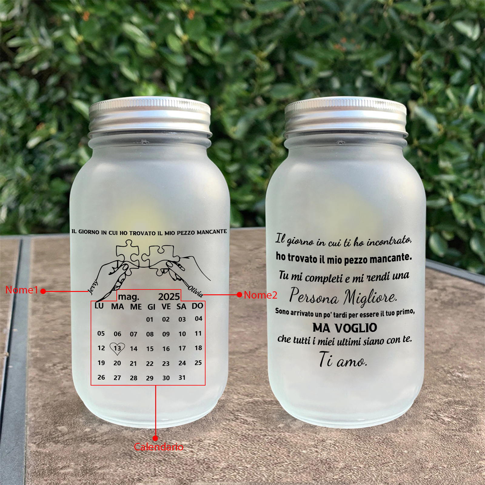 Bottiglia luminosa personalizzata puzzle barattolo Mason solare - il giorno in cui ho trovato il mio pezzo mancante