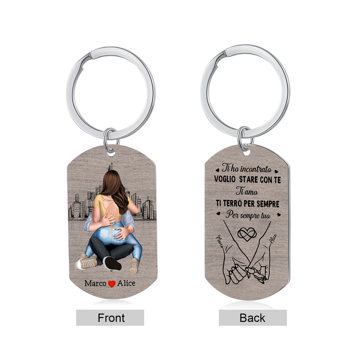 Portachiavi personalizzato coppia abbracciata - Ti terrò per sempre