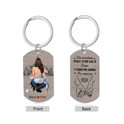 Portachiavi personalizzato coppia abbracciata - Ti terrò per sempre