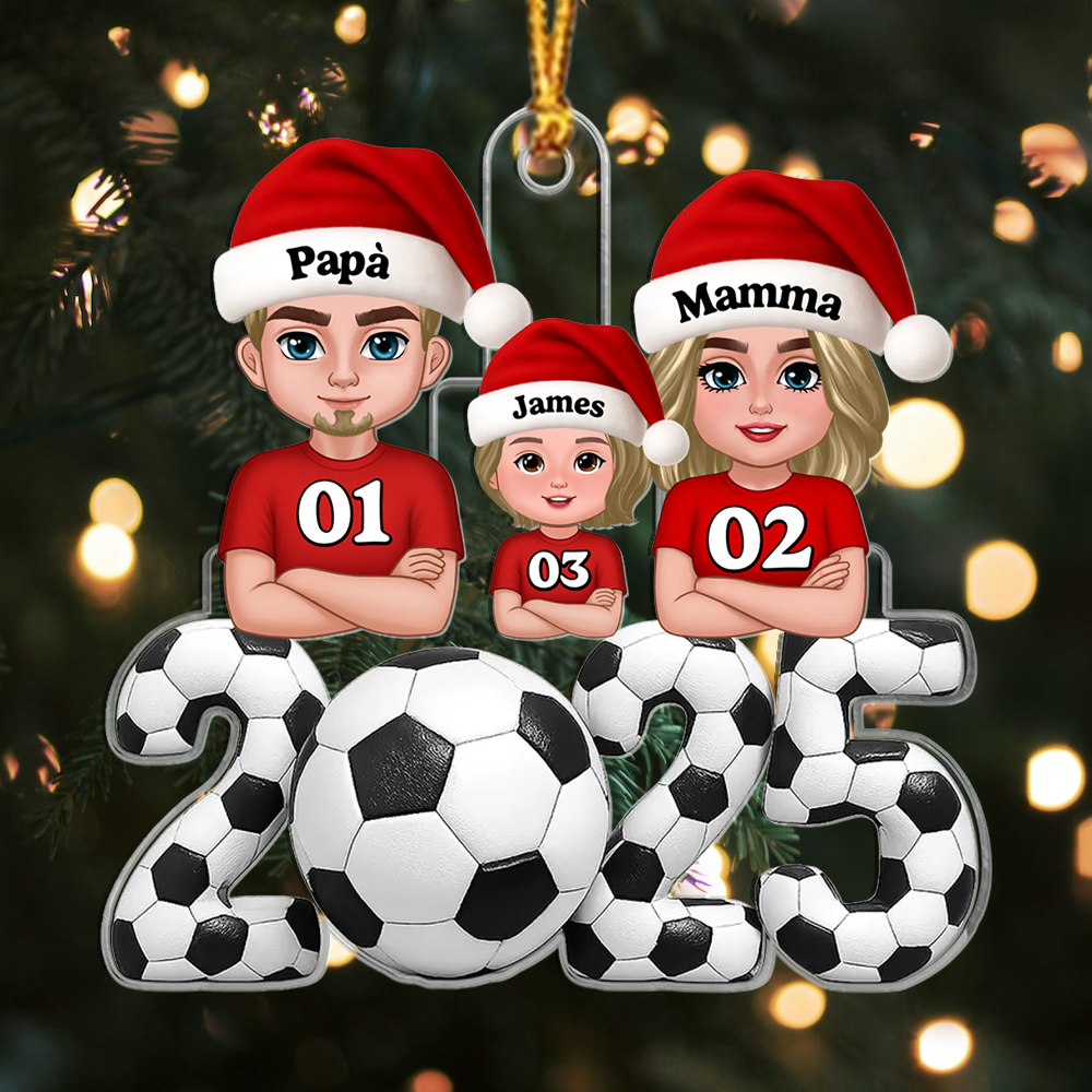 Decorazione Albero di Natale Personalizzata 2025 Famiglia Calcio