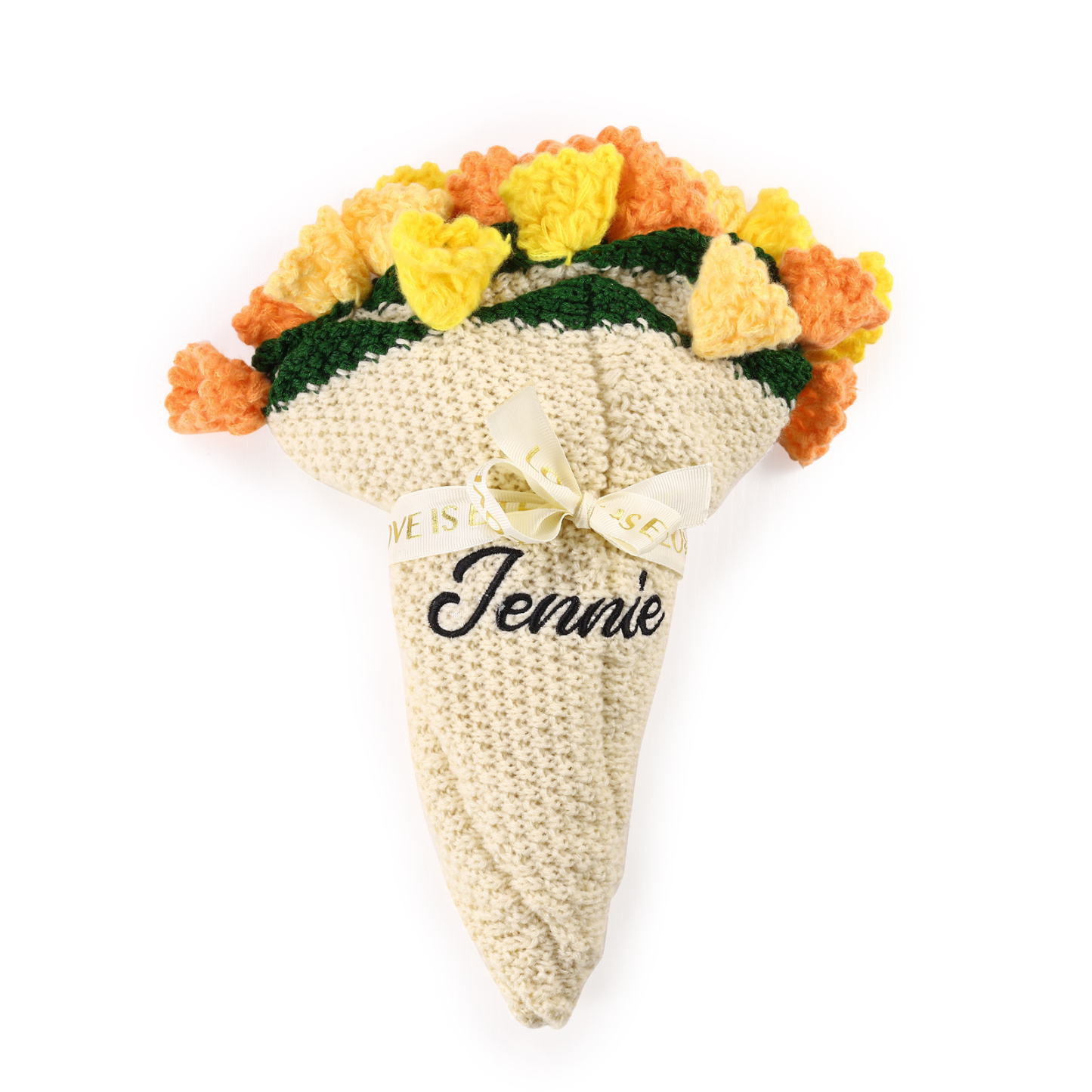 Coperta con nome e bouquet di fiori all’uncinetto personalizzati – Regalo per lei | Lorajewel