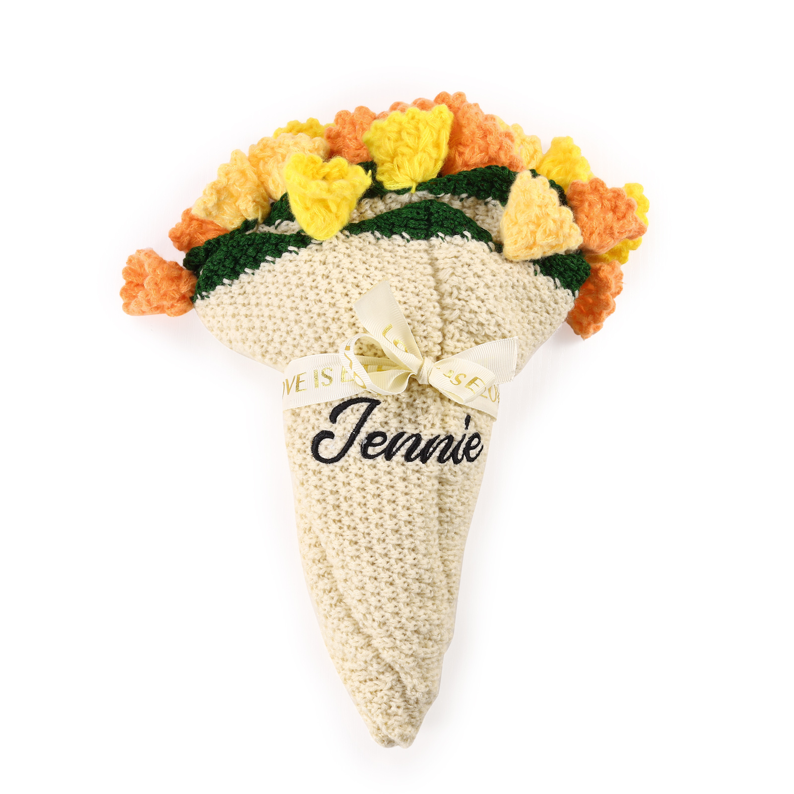 Coperta con nome e bouquet di fiori all’uncinetto personalizzati – Regalo per lei | Lorajewel