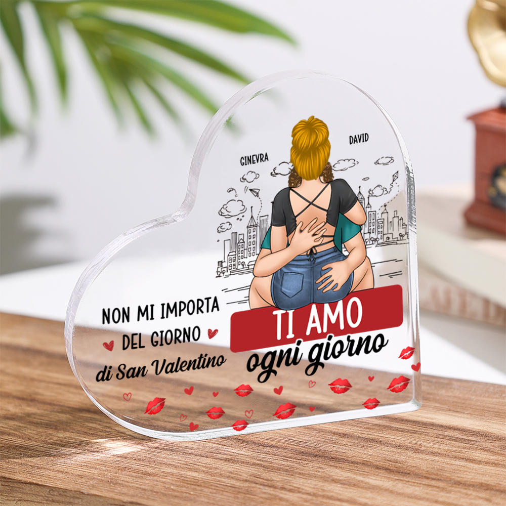 Targa in acrilico a forma di cuore personalizzata Ti amo ogni giorno Regalo di San Valentino per coppia