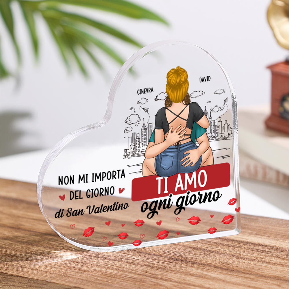 Targa in acrilico a forma di cuore personalizzata Ti amo ogni giorno Regalo di San Valentino per coppia