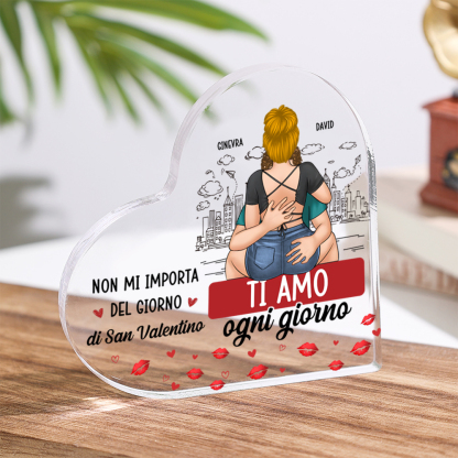 Targa in acrilico a forma di cuore personalizzata Ti amo ogni giorno Regalo di San Valentino per coppia