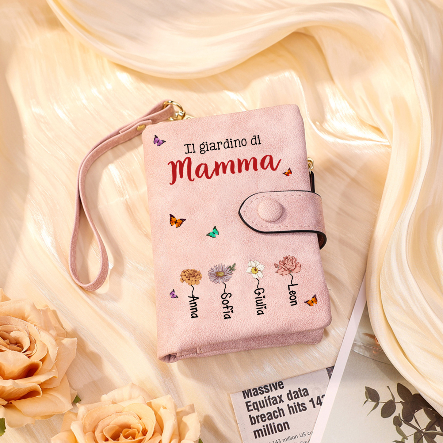 Portafoglio personalizzato Nonna  Il giardino della nonna con da 1 a 6 nomi e fiori di nascita  Regalo pratico per la Festa della Mamma per nonna e mamma | Jessemade