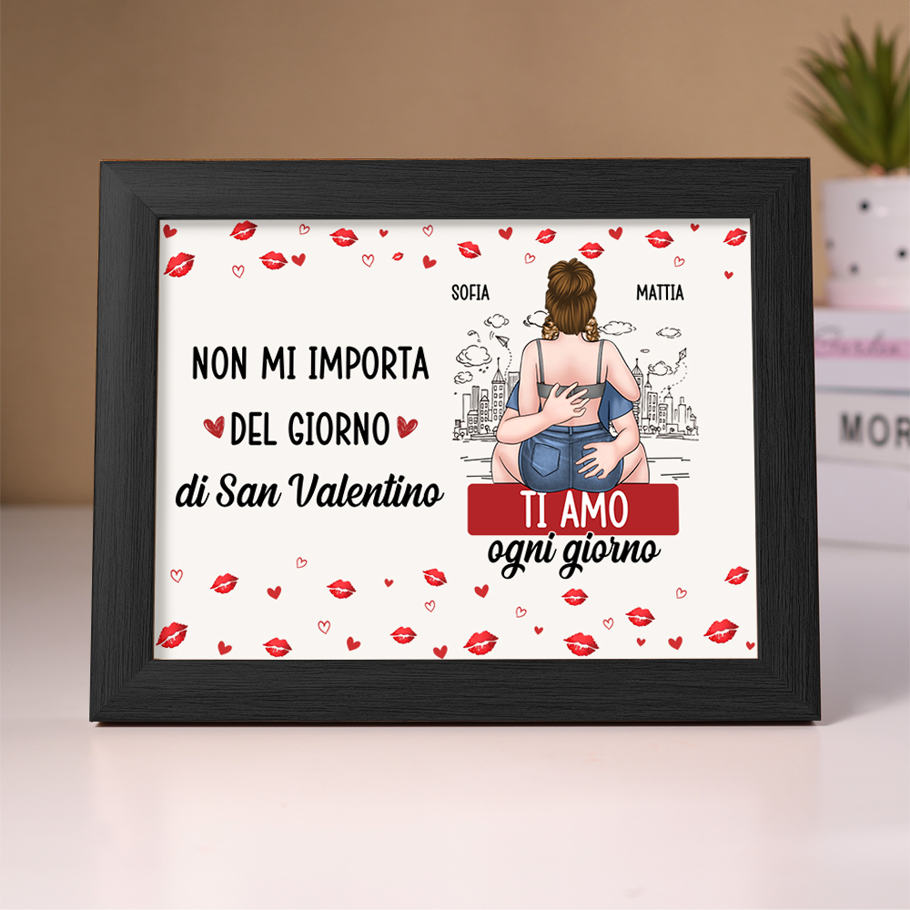 Cornice Luminosa LED Personalizzata Coppia Ti amo ogni giorno