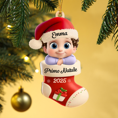 Decorazione a forma di calza personalizzata per il primo Natale del bebè