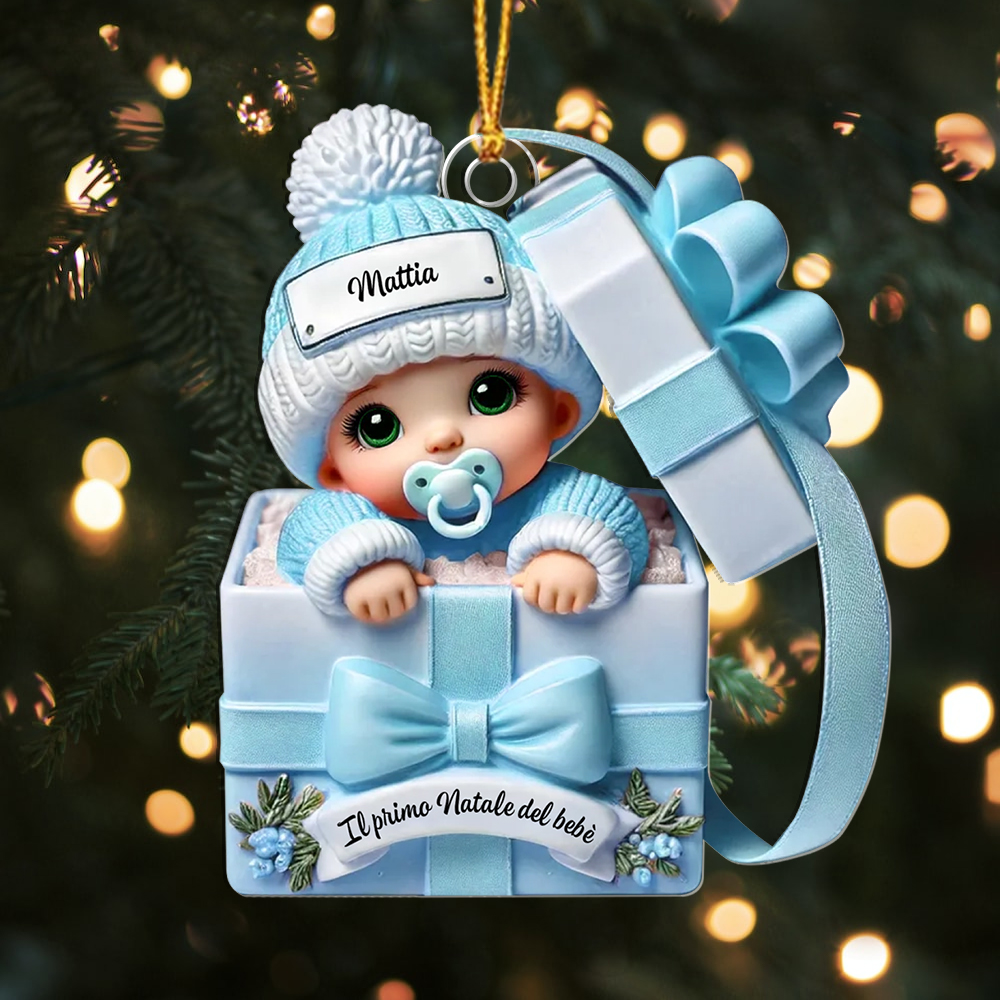 Decorazione di Natale per il primo Natale del bebè, personalizzabile con nome, idea regalo per Natale e per la nascita da offrire a genitori e nonni | Jessemade