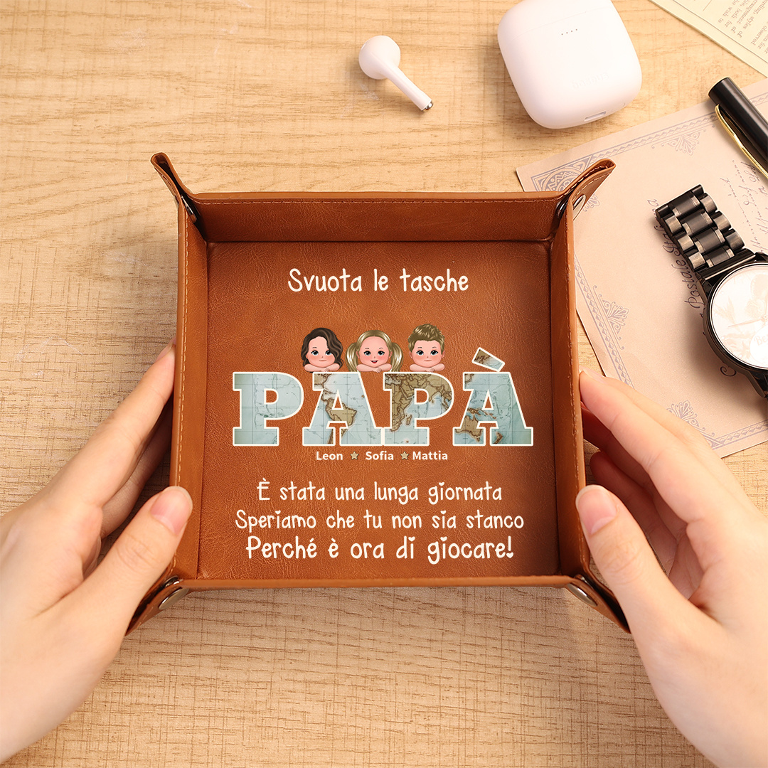 Svuotatasche in pelle PU personalizzato con 1-6 nomi e bambini per papà, regalo per la Festa del Papà
