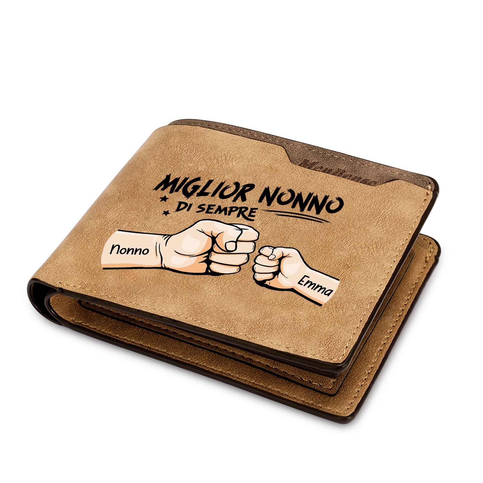 Portafoglio personalizzato "Miglior Nonno di Sempre", regalo personalizzato per il nonno con i nomi dei nipoti | Jessemade