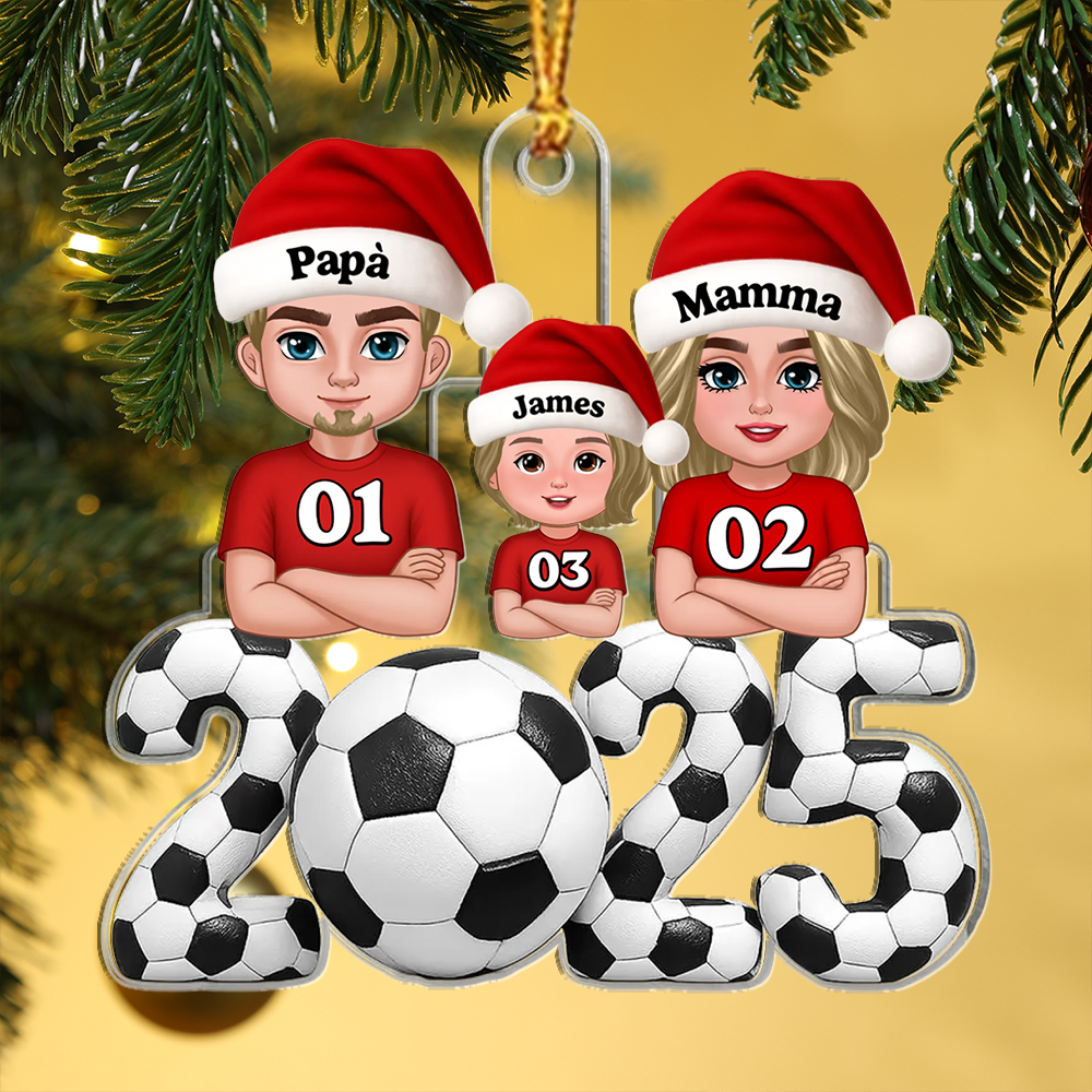 Decorazione Albero di Natale Personalizzata 2025 Famiglia Calcio