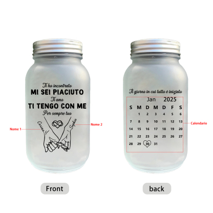 Barattolo di vetro con luci LED personalizzato - regalo romantico per coppia “promessa col mignolo”