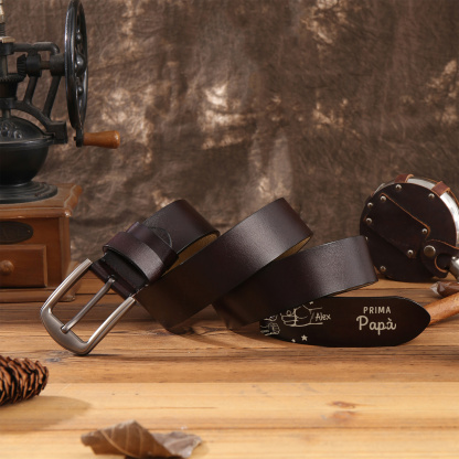 Cintura in pelle personalizzata – Personalizza con 2-12 nomi dei figli e pugni, regalo per papà o nonno