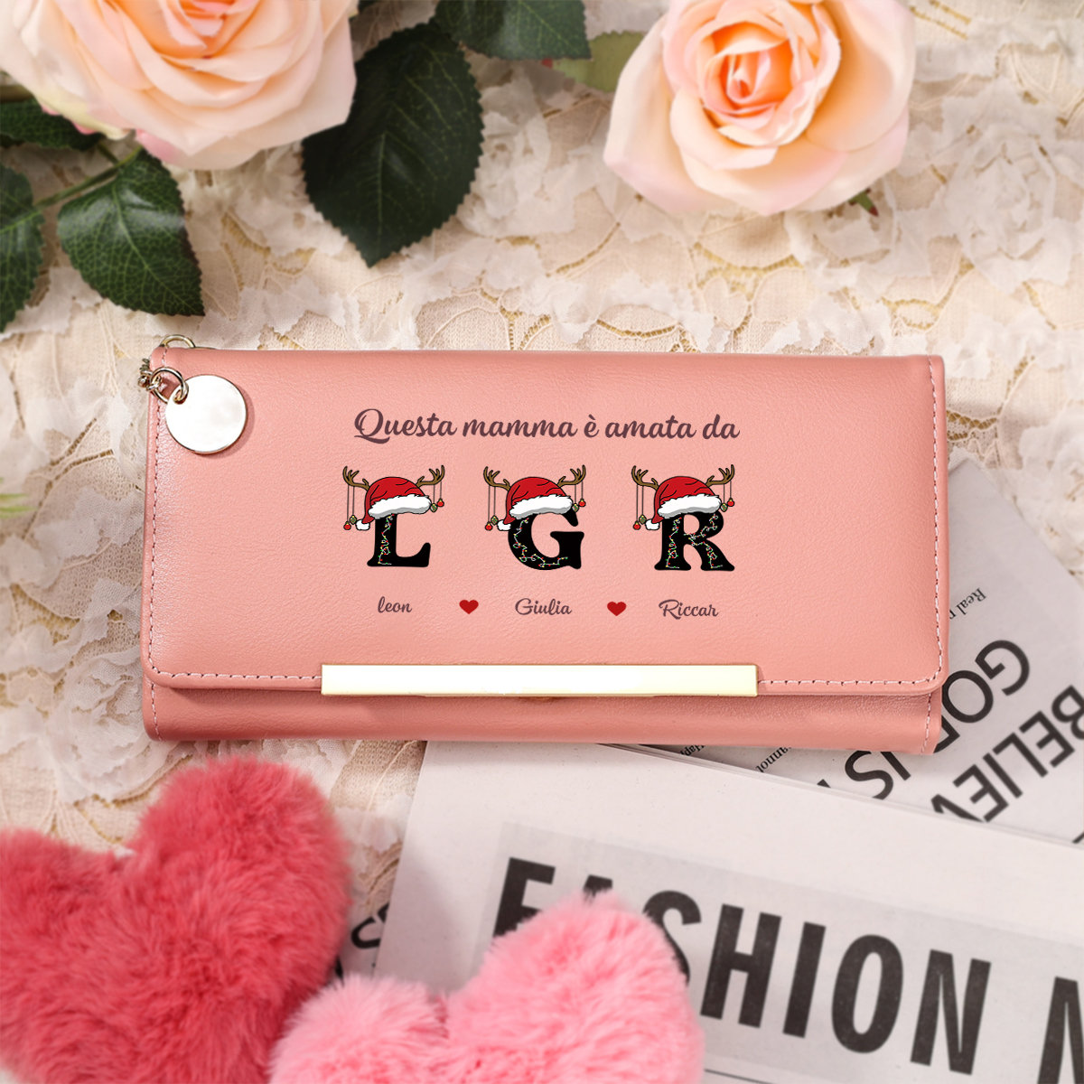 Portafoglio da donna personalizzato con nome, regalo di Natale e per la Festa della Mamma per la mamma, con numerosi scomparti, emozionante e pratico | Kettenmachen