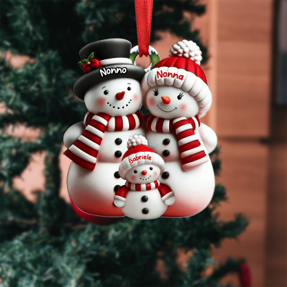 Decorazione per albero di Natale personalizzata con famiglia di pupazzi di neve