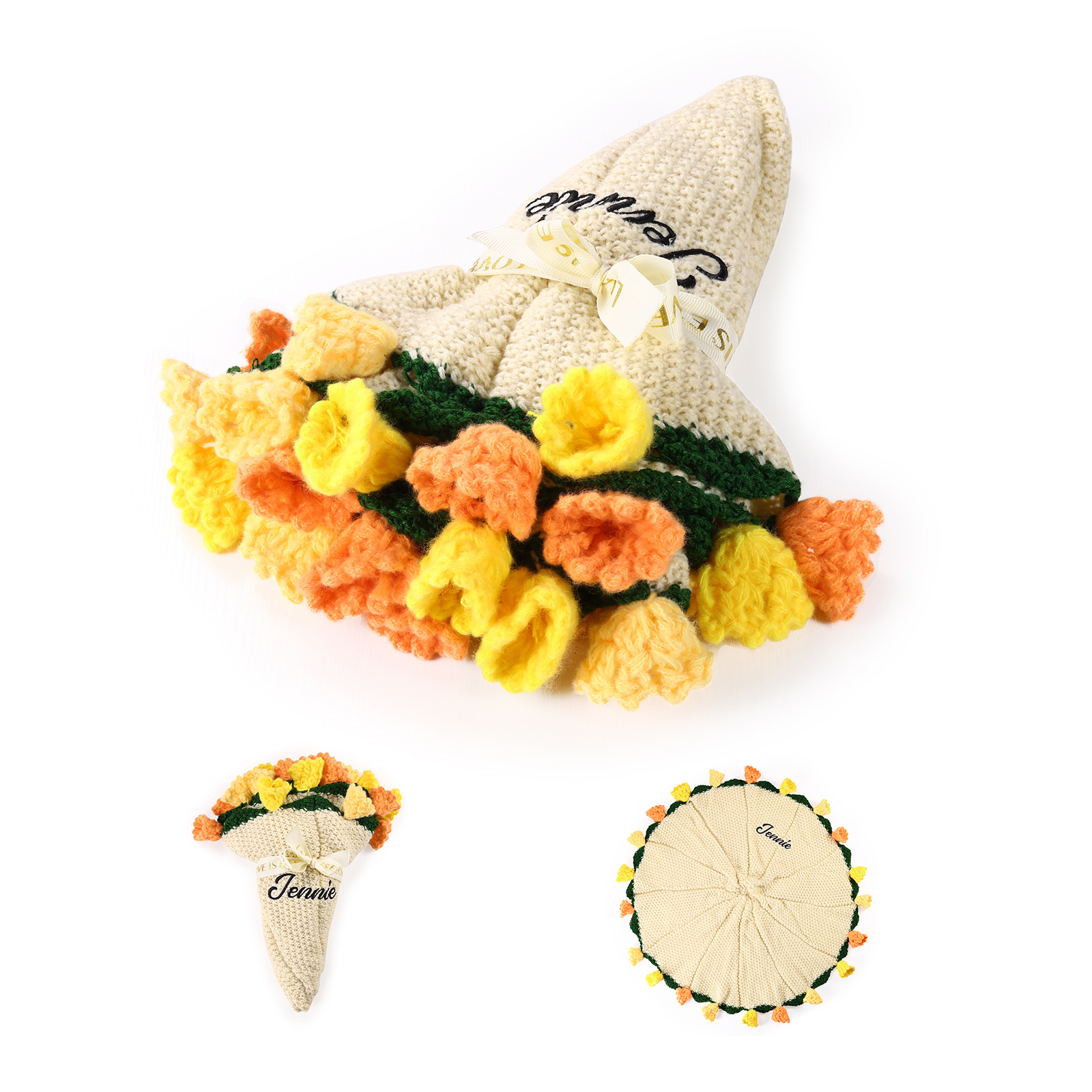 Coperta fatta a mano all'uncinetto con fiori personalizzati, nome personalizzato, regalo di compleanno per lei | Jessemade