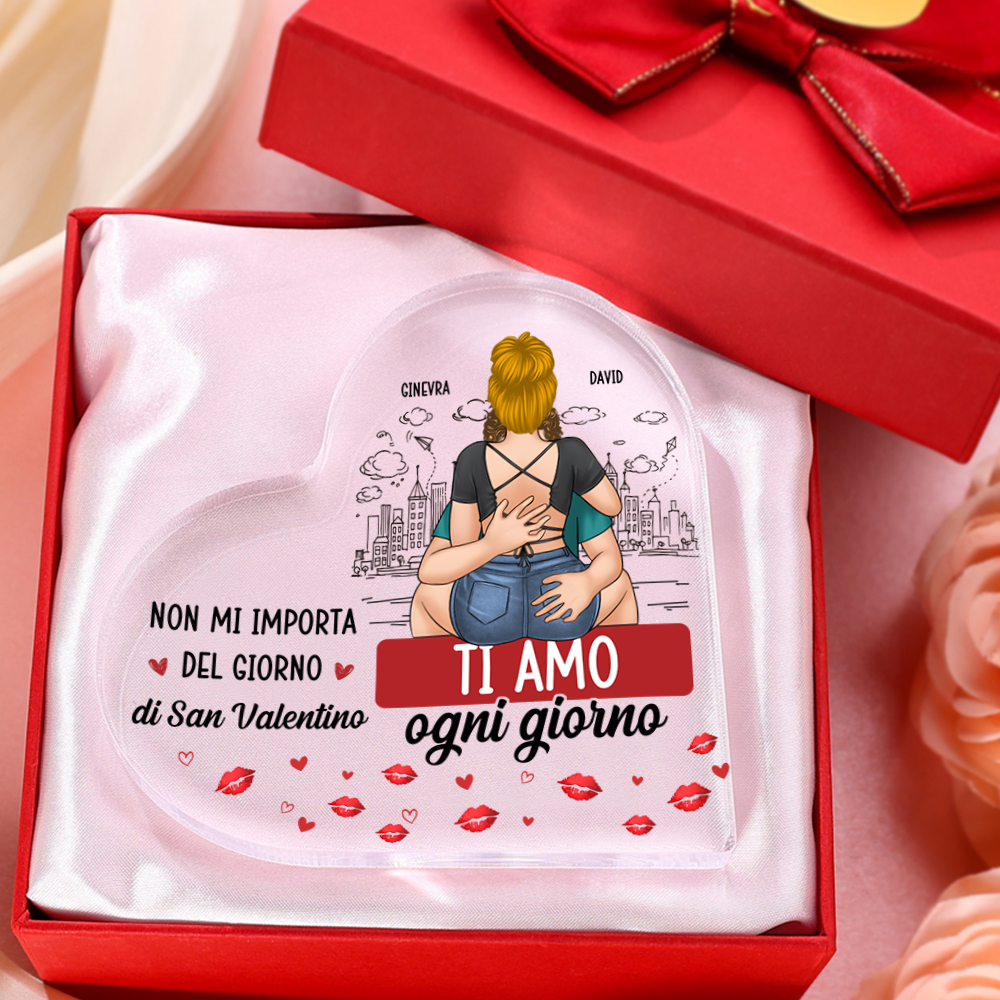 Targa in acrilico a forma di cuore personalizzata Ti amo ogni giorno Regalo di San Valentino per coppia
